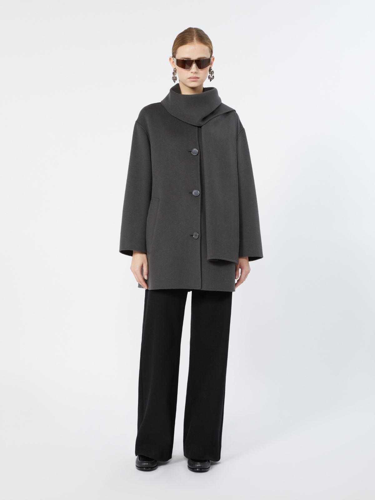 Dark grey with black trousers